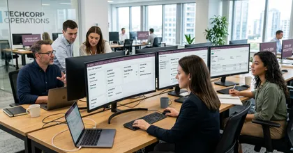 Equipo de operaciones gestionando flujos empresariales integrados en Odoo ERP