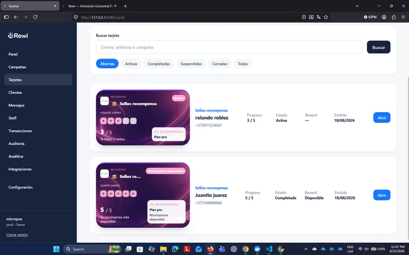 Pase digital de cliente