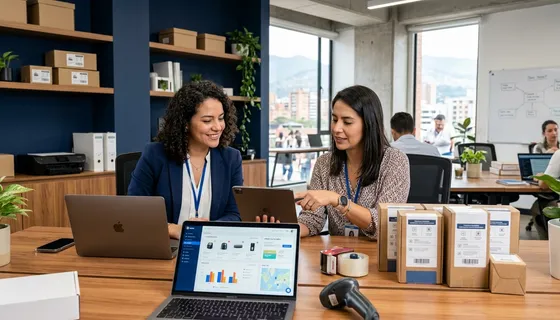 Responsables de operaciones digitales gestionando plataforma e-commerce y pedidos